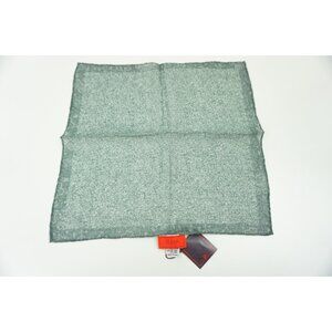 Isaia Cotton Linen Blend Mottled Floral Edge Gray Green Pocket Square NEW